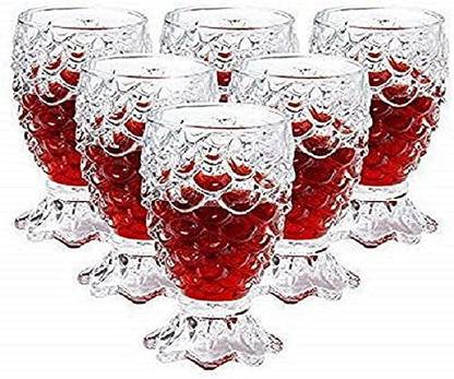 JIGSHTIAL (Pack of 6) (Pack of 6) Crystal Clear Pineapple Shaped Juice, Drinking Glass (250ml,Glass) Glass Set Water/Juice Glass