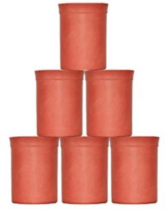 VAGHBHATT (Pack of 6) Clay Glass Handmade Clay Glasses for Drinking Water, Milk Glass Set Water/Juice Glass