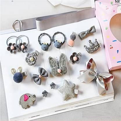 MT BROTHERS Baby Girl's Hair Clips Cute Bows Elastic Ponytail Hairpins 18 PCS SET Hair Accessory Set