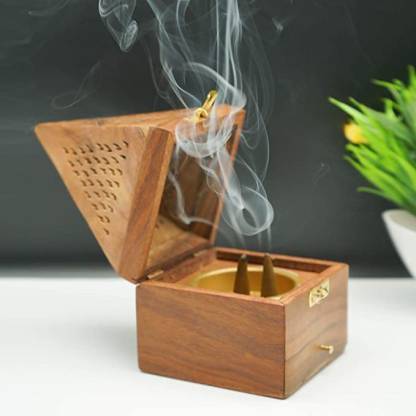 SHRI ANAND SHRI ANAND Pyramid shape dhoop Box container for dhoop batti/aagarbatti Wooden Incense Holder