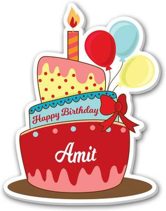 Regalocasila Happy Birthday Cake Design Amit Name Digital Print Office Decor Fridge Magnet Pack of 1