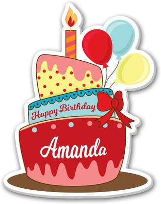 Regalocasila Happy Birthday Cake Design Amanda Name Digital Print Living Room Fridge Magnet Pack of 1