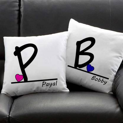 MeeFactory Personalized Name Cushion Pillow for All Occasions and Gifting Microfibre Solid Cushion Pack of 2