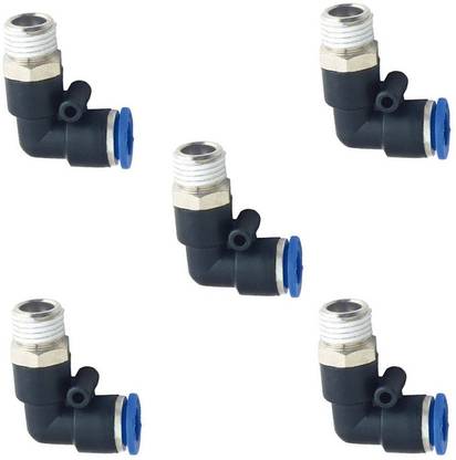 HOSEMART 6mm X 1/4 Inch BSP (Pack of 5) Pneumatic Elbow PU Push Quick Connector Fitting 1-Way 90 Degree Elbow Pipe Joint