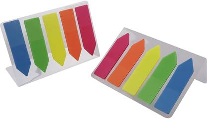 Levin Clear Note Arrow Flags Fluorescent Self Sticky Notes for Office College, School 100 Sheets Transparent, 5 Colors