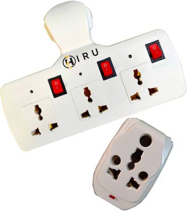 Hiru Combo 3 Pin Multiplug Extension Board with Individual Switches, LED Indicators 3 Socket Extension Boards