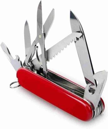 Pratimoksh red swiss army nife 11 in 1 with stainless steel with multi purpose nife body 11 Function Multi Utility Swiss Knife