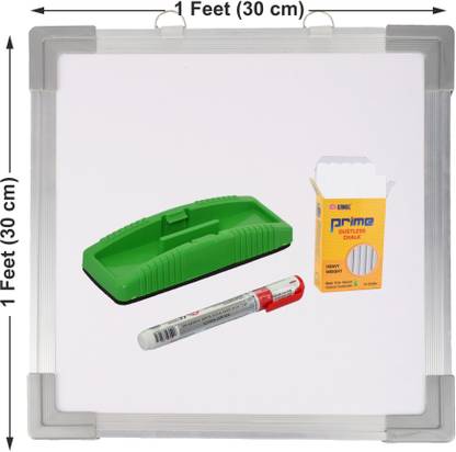 Maruti Non Magnetic One Side White Board & Back Side Green Board 1X1 Feet Surface 1 Marker, 1 Duster & 1 Chalk Box Whiteboards and Duster Combos