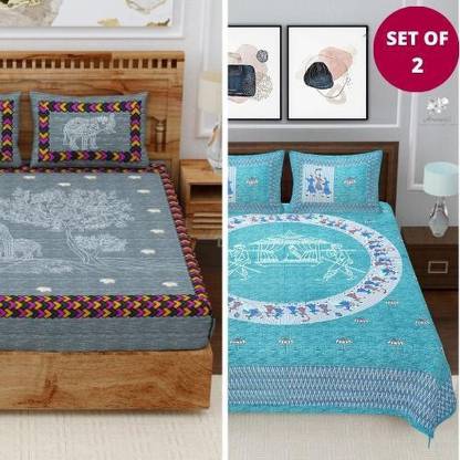 ARUNEETI 230 TC Cotton King Floral Flat Bedsheet