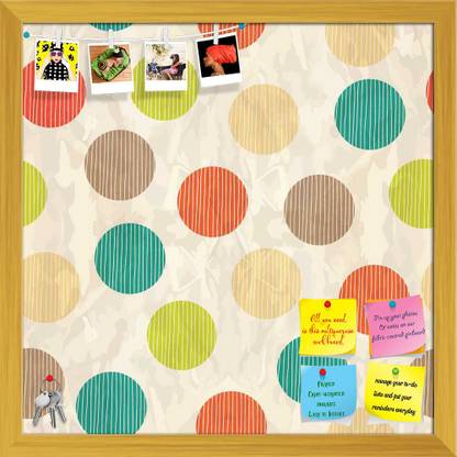 Artzfolio Retro Circles Notice Pin Board Soft Board with Push Pins Cork Bulletin Board