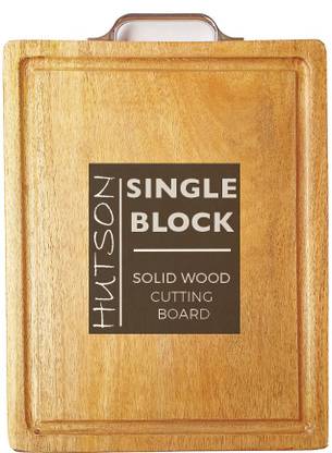 Hutson Anti-Bacterial Mango Wood Cutting Board with Metal Handel || Single Solid Block Wooden Cutting Board