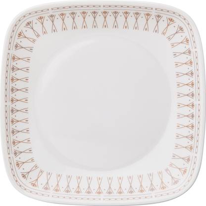 CORELLE Pack of 6 Glass Square Round Gold Collection Golden Infinity 17 cm Small Plate Pack Of 6 Dinner Set
