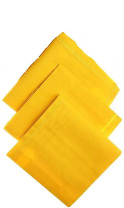 Good Shopkeeper Plain Yellow Handkerchief 20inches x 20inches Pack of 3 ["Yellow"] Handkerchief