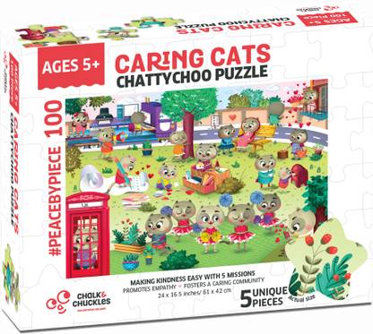 Chalk and Chuckles Chattychoo Cat 100 Piece Jigsaw Puzzle Kids Ages 5-10 Years Educational Puzzle