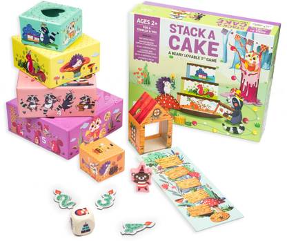 Chalk and Chuckles Stack a Cake, 3-6 Years, First Educational Board Game for Toddlers Learning Toy