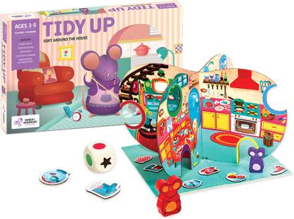 Chalk and Chuckles Tidy Up - Educational Board Game, Age 3-6 Years, Sorting Preschool Learning Toy