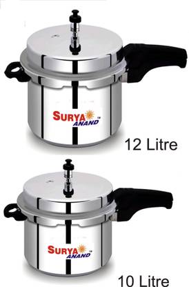 SURYA ANAND 10/12 combo pack 10 L, 12 L Outer Lid Pressure Cooker