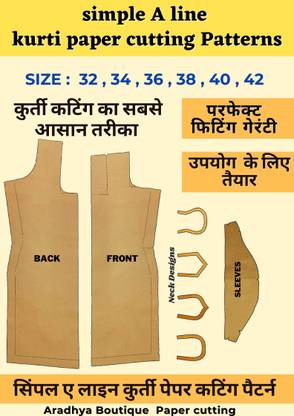 A Line Kurti Paper Cutting Patterns | Simple Kurti Paper Cutting Farma Set | All Size 32 To 42 | Aradhya Boutique
