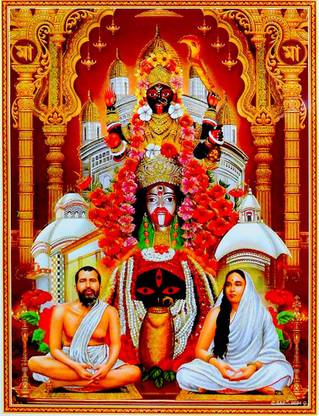 Wall gallery 45.72 cm Gold DakshineswarMaa Kali,Tara Maa, Ramkrishna dev Maa sarada|Glowing Sticker Self Adhesive Sticker