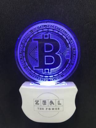ZEALTHEPOWER BITCOIN LOGO Acrylic Night Lamp with 7 Color Changing LED Light (Multicolor) Night Lamp