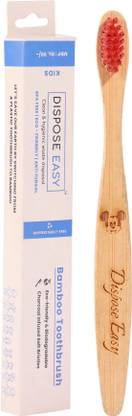 Dispose Easy Bamboo Toothbrush, Charcoal Infused Soft Bristles, Eco-friendly & Biodegradable Soft Toothbrush