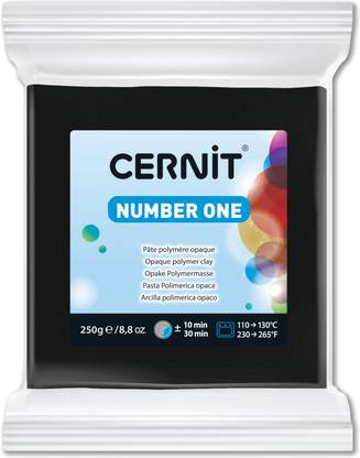 Cernit Polymer Clay - Number One Series - 250 Grams Block - Black - Made in Belgium Art Clay