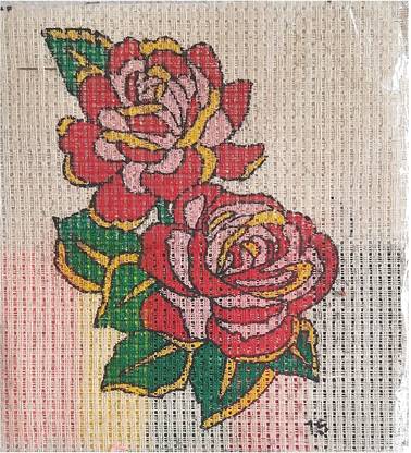 Jai Ambey Store Pre-Printed Cross Stitch kit (Size 25 x 28 cm or 10 x 11 inch) Rose_2