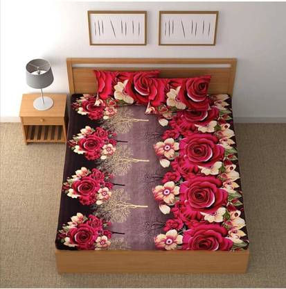 RK TRADES 144 TC Cotton Double, Queen 3D Printed Flat Bedsheet