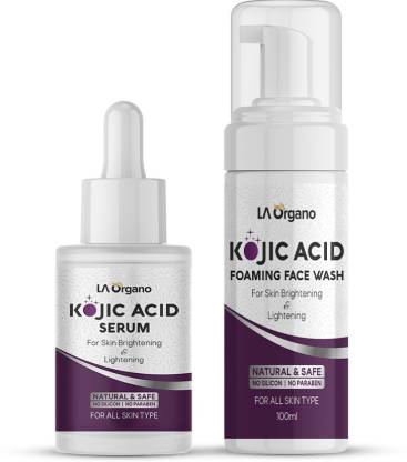 LA Organo Kojic Acid Face Wash & Serum for Skin Brightening & Lightening With Niacinamide