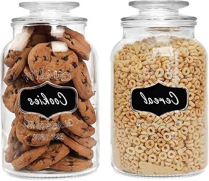 GRACIOUS MART Glass Cookie Jar  - 1500 ml