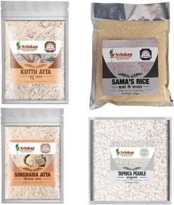 Avlokan Kuttu Atta + SamaRice + Singhara Atta + Sabudana For Fast 250gm Pack of 4