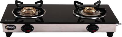 Alana 2 Burner Compact Glass Manual Gas Stove