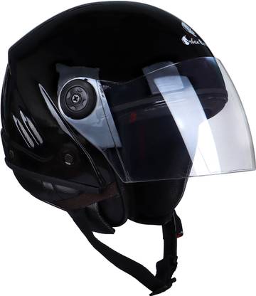 urban carrier Open Face Helmet with Clear Visor Motorbike Helmet-ABS Material, Black Motorbike Helmet