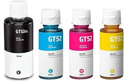 KATARIA GT53XL-135 ML Black & GT52-70 ML Cyan,Yellow, Magenta Ink Bottle for HP GT53XL Black + Tri Color Combo Pack Ink Bottle