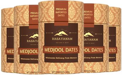 Rasayanam Medjool/ Medjoul Dates (Khajoor) PACK OF 5 (2500 gm) | Grade A Dates, Wet Dates