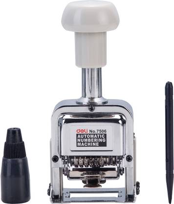 Deli W7506 Easy Series 6 Digit Auto Numbering Machine, Auto Shift System with Lock  Office Set