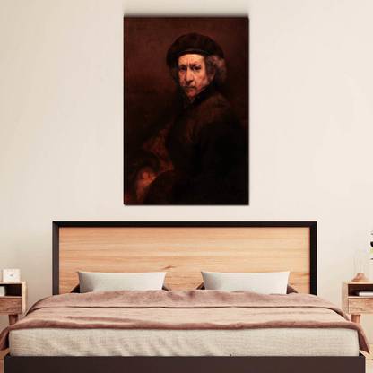 Artdira Self Portrait with Beret and Turned-Up Collar Canvas 36 inch x 24 inch Painting