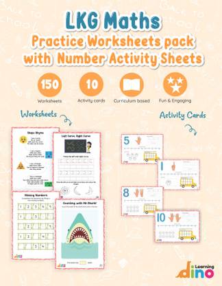 Learning Dino LKG Math Practice Worksheets Pack With Number Activity Sheets