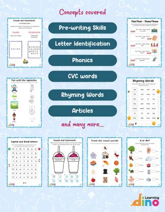 Learningdino LKG English Practice Worksheets Pack