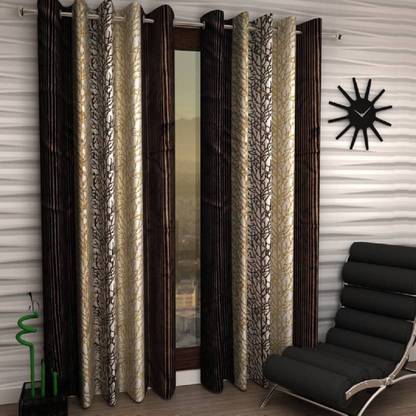 Phyto Home 275 cm (9 ft) Polyester Semi Transparent Long Door Curtain (Pack Of 2)