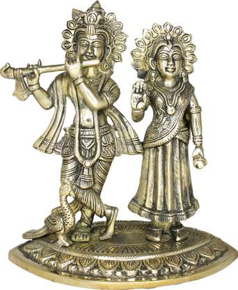 Om ssvmb9 Radha Krishna Statue Radha Krishna Idol Brass Radha Krishna 8.5 Inch Decorative Showpiece  -  22 cm