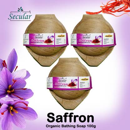 Secular Saffron Whitening Soap, Improves Skin Complexion and Texture (Pack of 3)100g