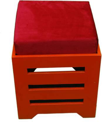 R.Z.HANDICRAFTS MDF Square Shape with Cushion Stool Red 12 Inch (Set of 1) Living & Bedroom Stool