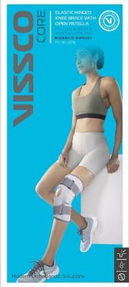 VISSCO ELASTIC HINGED KNEE BRACE WITH OPEN PATELLA 0718 XL Knee Support