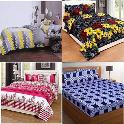 160 TC Polycotton Double Printed Bedsheet