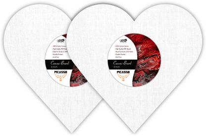 Picasso Heart Shape Cotton Medium Grain Pre Stretched Canvas (Set of 2)