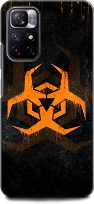 INDICRAFT Back Cover for REDMI Note 11T 5G BIOHAZARD, RADIATION, SYMBOL, ORANGE, HEXAGONS