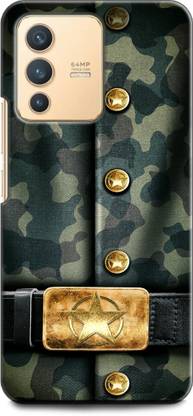 INDICRAFT Back Cover for Vivo V23 Pro 5G, V2132 ARMY, TXTURE, UNIFORM, MILITARY, COMO EDGE
