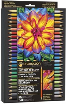 Chameleon Bi-Colouring Pencils 25 Set 50 Colours Round Shaped Color Pencils