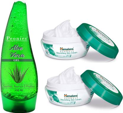 Peonies Aloe Vera Gel 120ml & Himalaya Nourishing Skin Cream 50ml